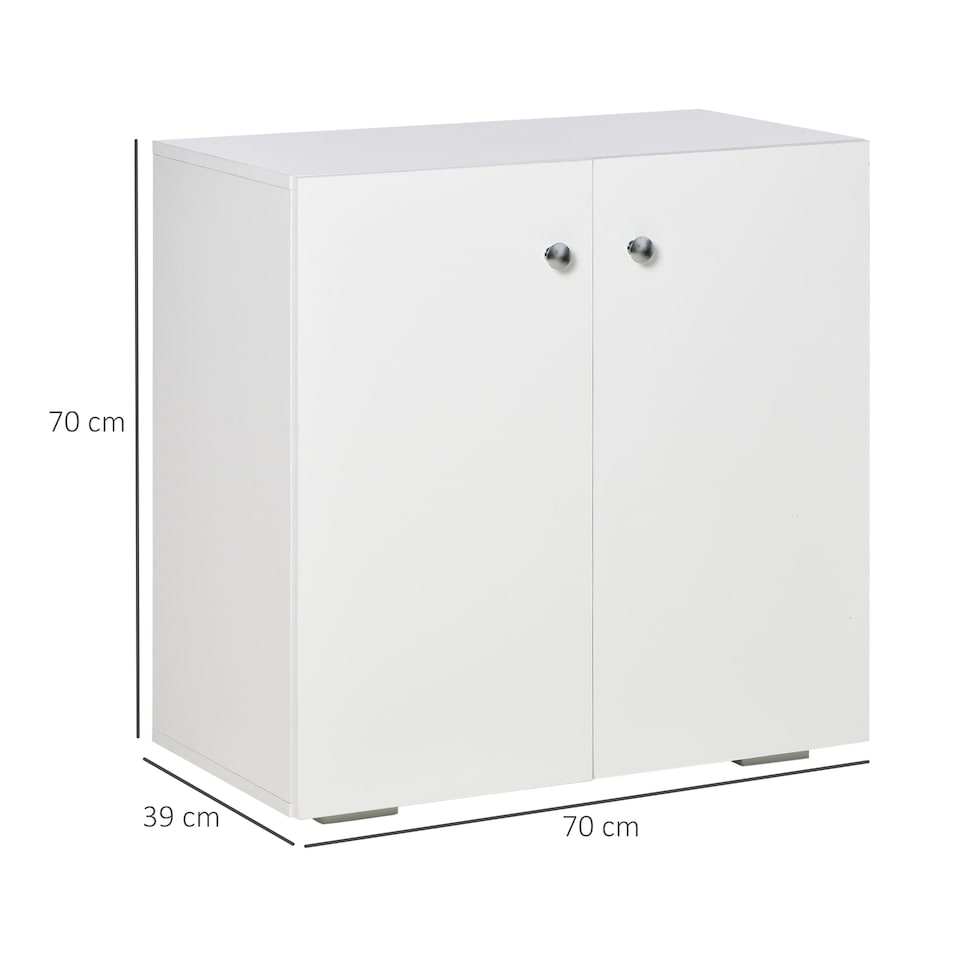 image 1 of HOMCOM Storage Cabinet w/ Two Shelves Wooden Sideboard Freestanding Kitchen Cupboard Bookcase - White