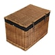 image 2 of 60cm Double Steamed Wicker Chest Picnic Basket with Lining Black | Black | One Size