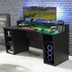 image 3 of Tezaur Black Gaming Desk 2 Shelves with Colour Changing LED