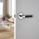 image 2 of Cambridge Metal Lever Latch Door Handles Set Rose Internal, External | Silver | 6x Polished Nickel Rose