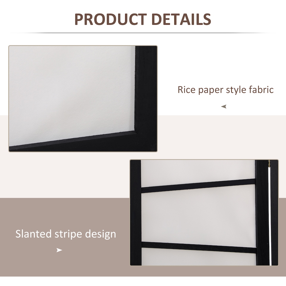 image 1 of HOMCOM Folding Room Divider 3 Panel Privacy Screen Protector with Wooden Frame