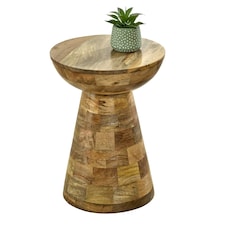 Valor Mango Wooden Round Side Table Mushroom Style | Brown
