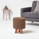 image 2 of Homescapes Chocolate Brown Tall Cotton Knitted Footstool on Legs