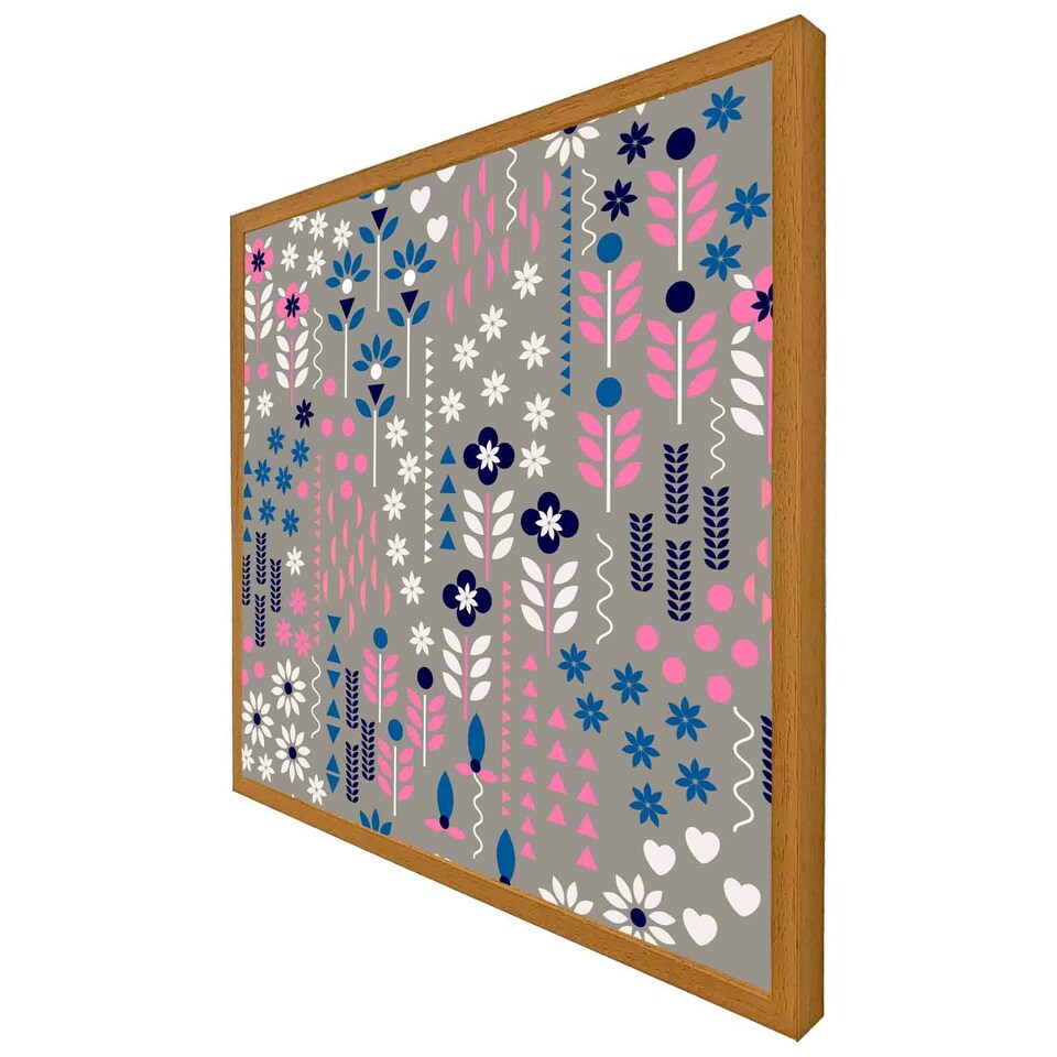 image 1 of Selection of flowers in pink, blue & white (Picutre Frame) Grey | L