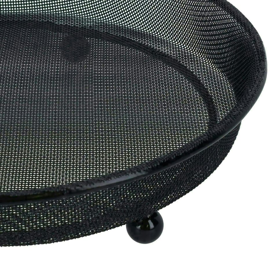 image 1 of Heavy Duty Black Mesh Metal Ground Wild Bird Feeder Feeding Tray 22cm