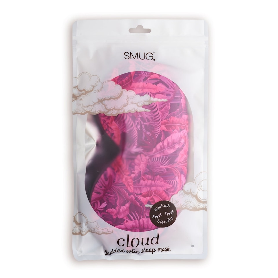 image 1 of SMUG Cloud Padded Satin Sleep Mask - Pink Fern Print