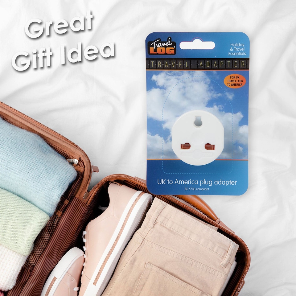 image 1 of PMS USA Plug Adaptor UK to USA Travel Adaptor White