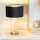 image 1 of ValueLights Jessy Glass with Gold Trim Table Lamp with Black Velvet with Gold Inner Lamp Shade and LED Bulb Black