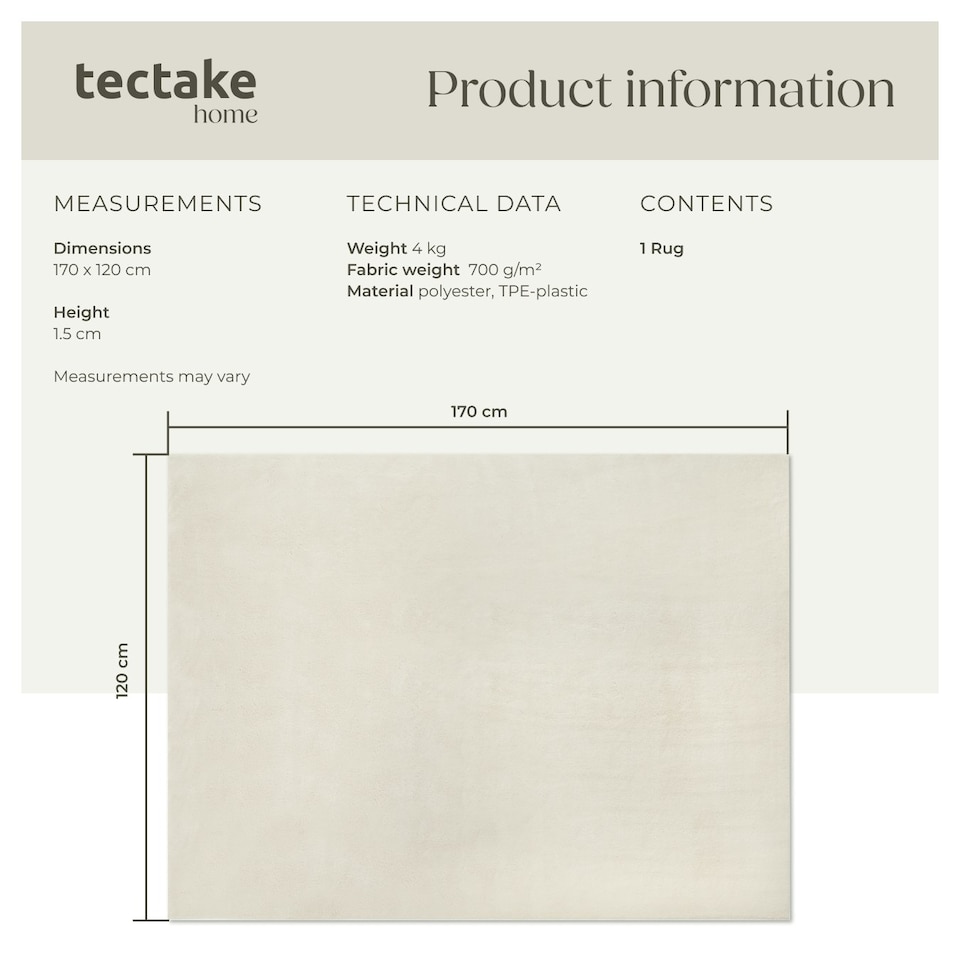 image 1 of Rug Zonelle - short pile and ultra-soft, rectangular or round Cream | 120 x 170 cm