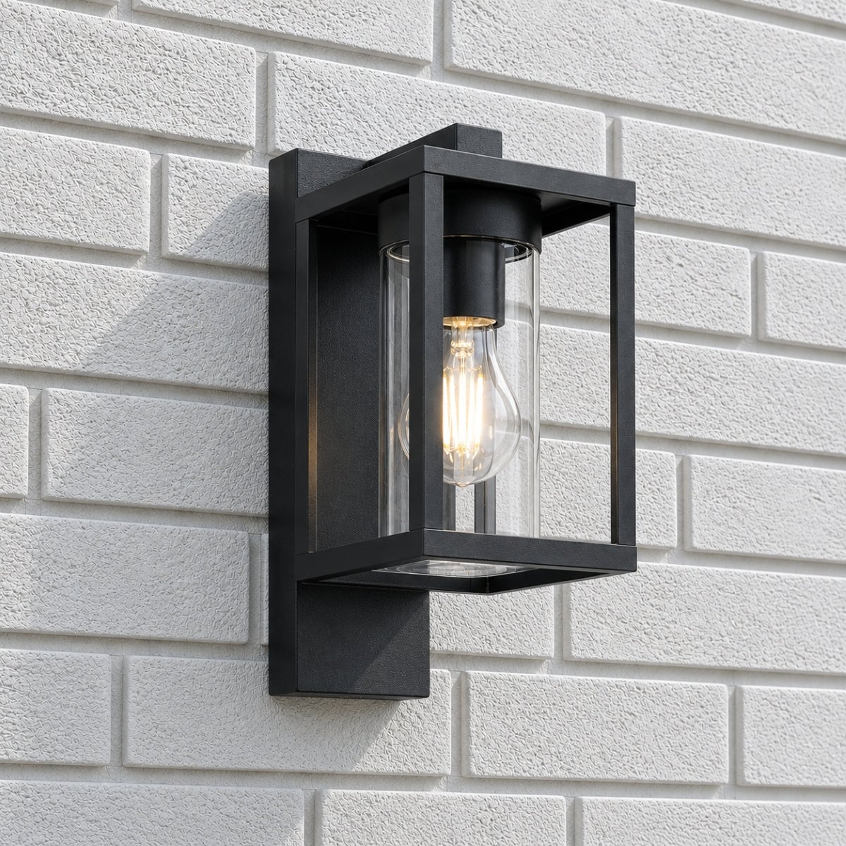 CGC Lighting Outside Wall Light Black Modern, E27 Bulb, Mains Powered, Garden, Porch, Patio Black