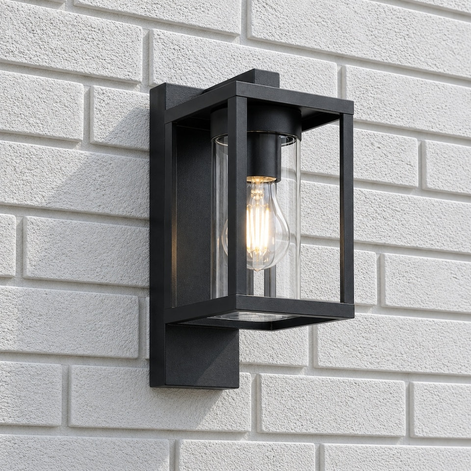 image 1 of CGC ABEL Matt Black Box Lantern Wall Light