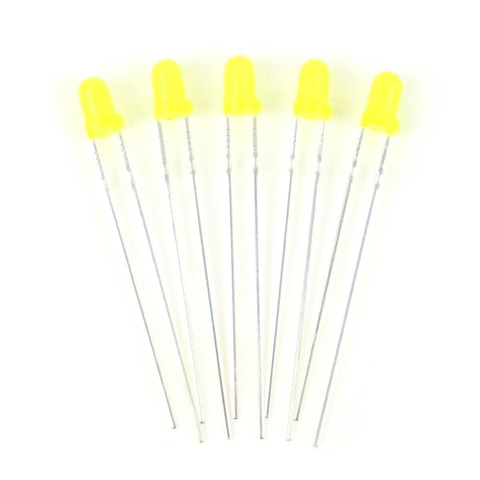 image 1 of Gaugemaster Electric Yellow 3mm 12v LEDs (5) - Use GM76 Resistors