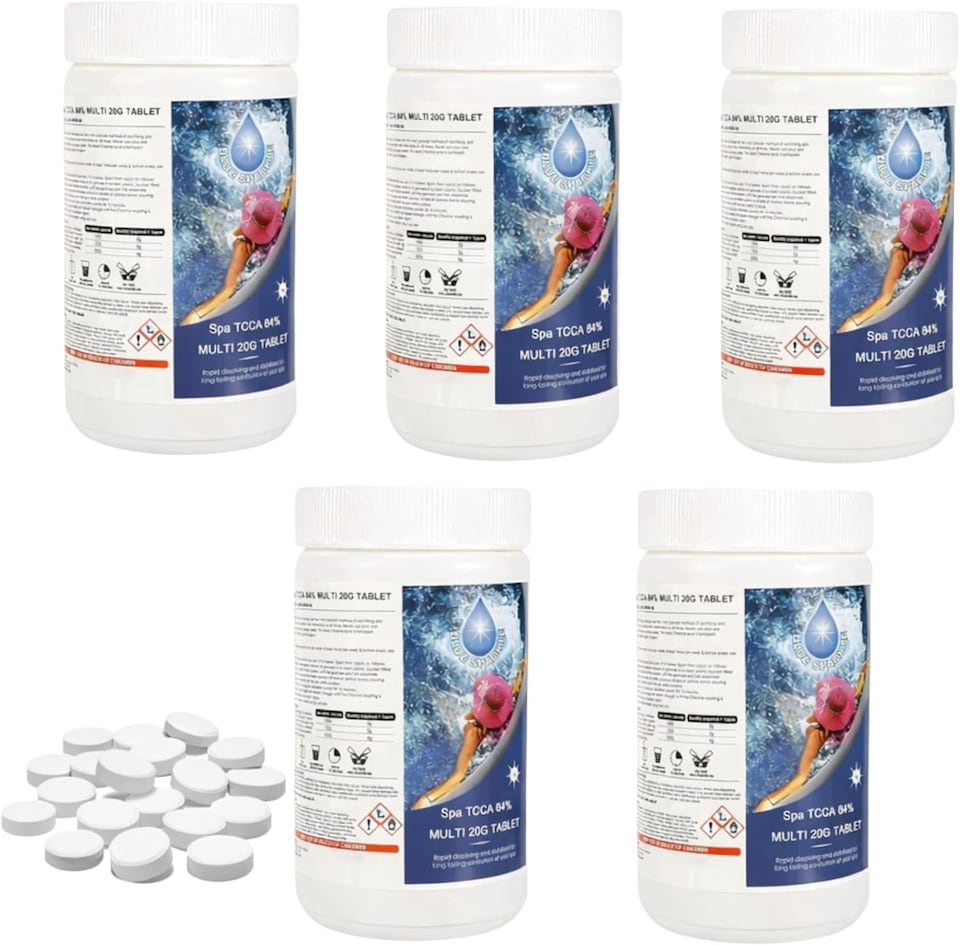 image 1 of 5Kg Multifunction Chlorine Tablets 4IN1 Dispenser Tablets Sanitiser, Stabiliser, Algaecide and Clarifier for Hot Tubs