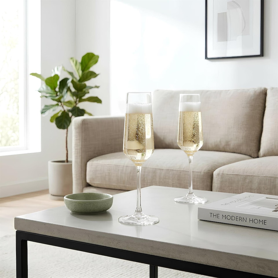 image 1 of Argon Tableware Soho Crystal Champagne Flutes - 210ml | Clear | Clear | 6