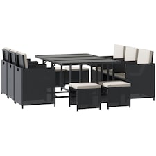 Outsunny 11pc Patio Furniture Rattan Dining Set Garden Wicker Table