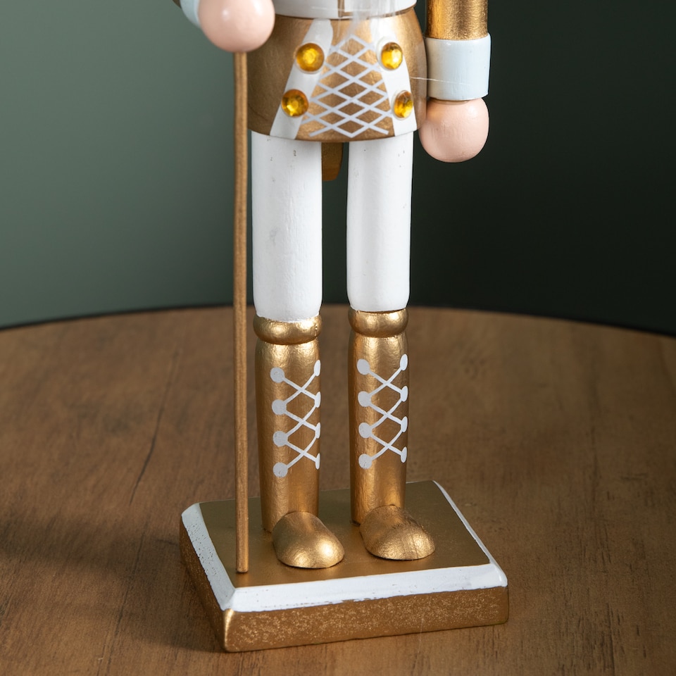 image 1 of 30cm Wooden Christmas Nutcracker Soldier Decoration with Gold Body and Shoes