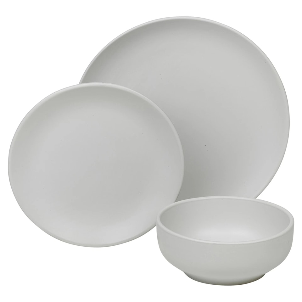 image 1 of Coloured Stone Ceramic Dinnerware Crockery Plates Bowls Dining Set | White | 16 Pcs White | 16