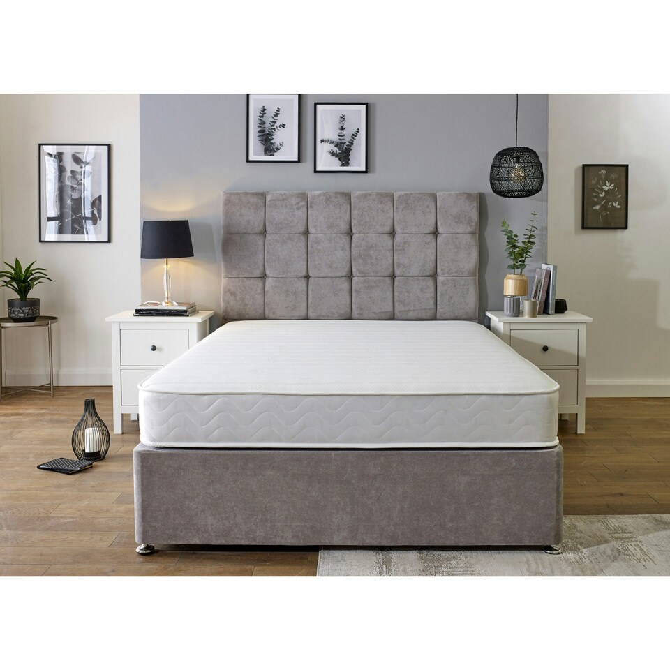 image 1 of Budget Memory Sprung Mattress - Quilted Cooltouch Straight Line Top Panel | White | King