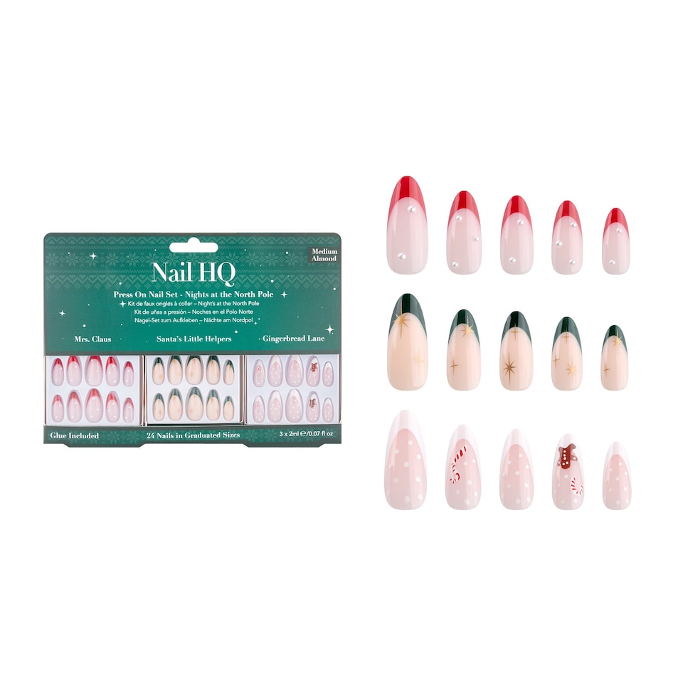 image 1 of Nail HQ Press On Nail Set - Nights at the North Pole