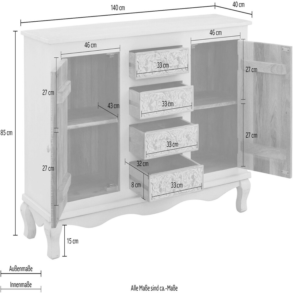 image 1 of Rajat Sideboard 2D4DR white Grey White | White Grey