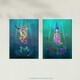 image 5 of Set of 2 Girl Kids Bedroom Fairytale Cartoon Mermaid Sea Princess Wall Art Print A4