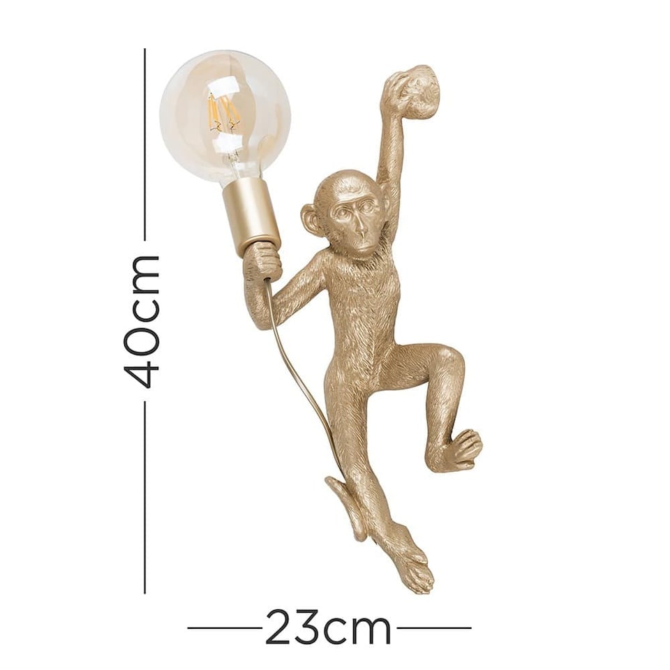 image 1 of ValueLights George Monkey Holding a Light Bulb Wall Light Gold & Bulb | Gold