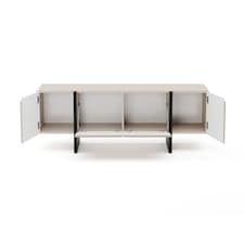Beige TV Cabinet Black Entertainment Unit 160cm Stand Handleless Modern Kiznie