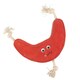 image 2 of Benji & Flo Crazy Faces Bounce Back Boomerang Suede Rope Dog Toy - Red/Beige - One Size