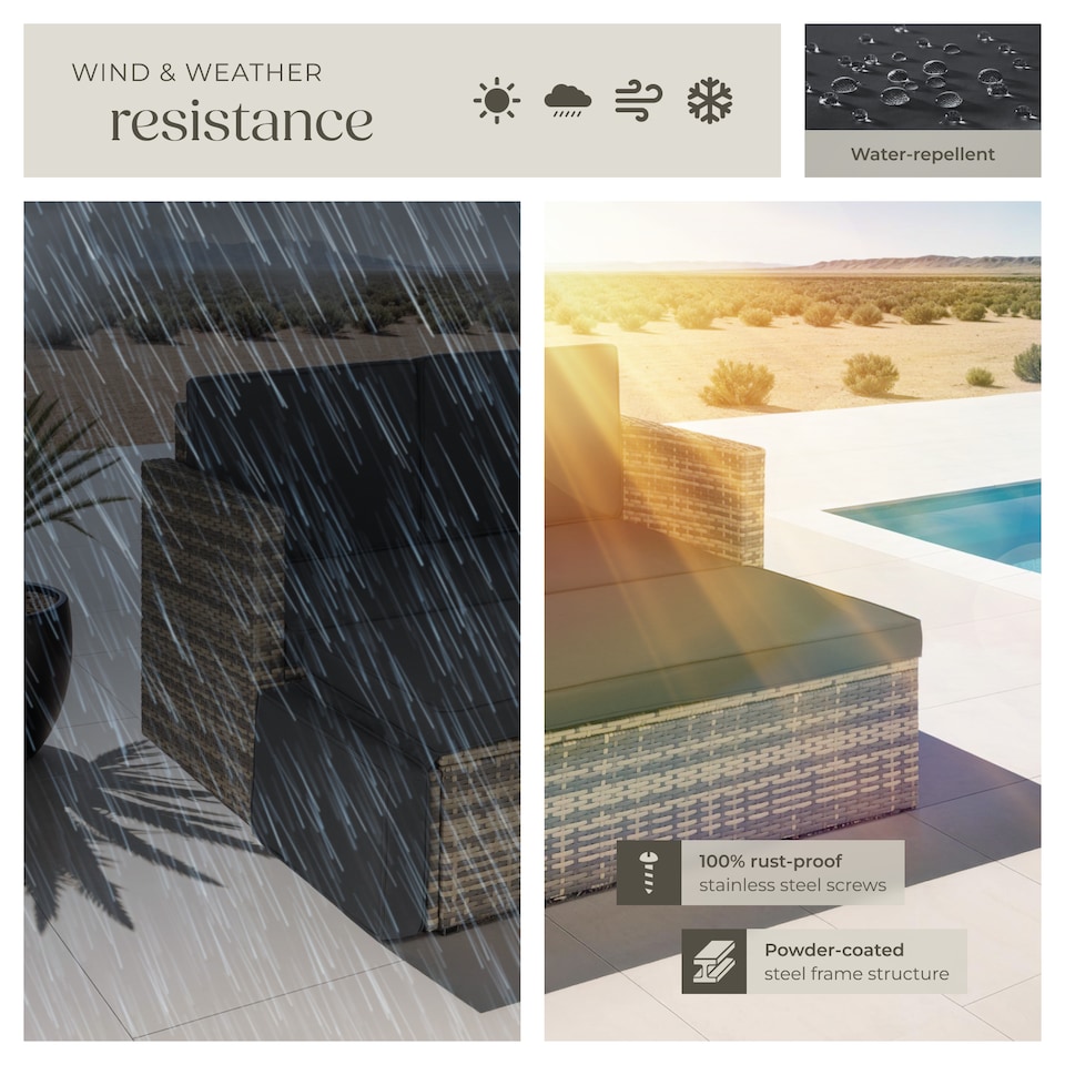 image 1 of Garden Sofa Corfu - 2 seater sofa, stool sun lounger, thick cushions | Cream | nature | 119 x 64,50 x 71,50 cm | 1