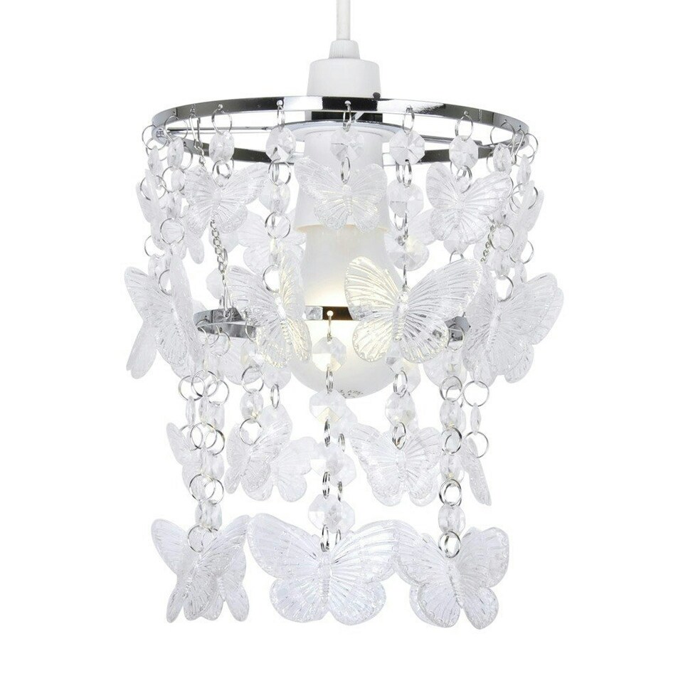 image 1 of ValueLights Clear Acrylic Butterfly Silver Pendant Ceiling Light Shade