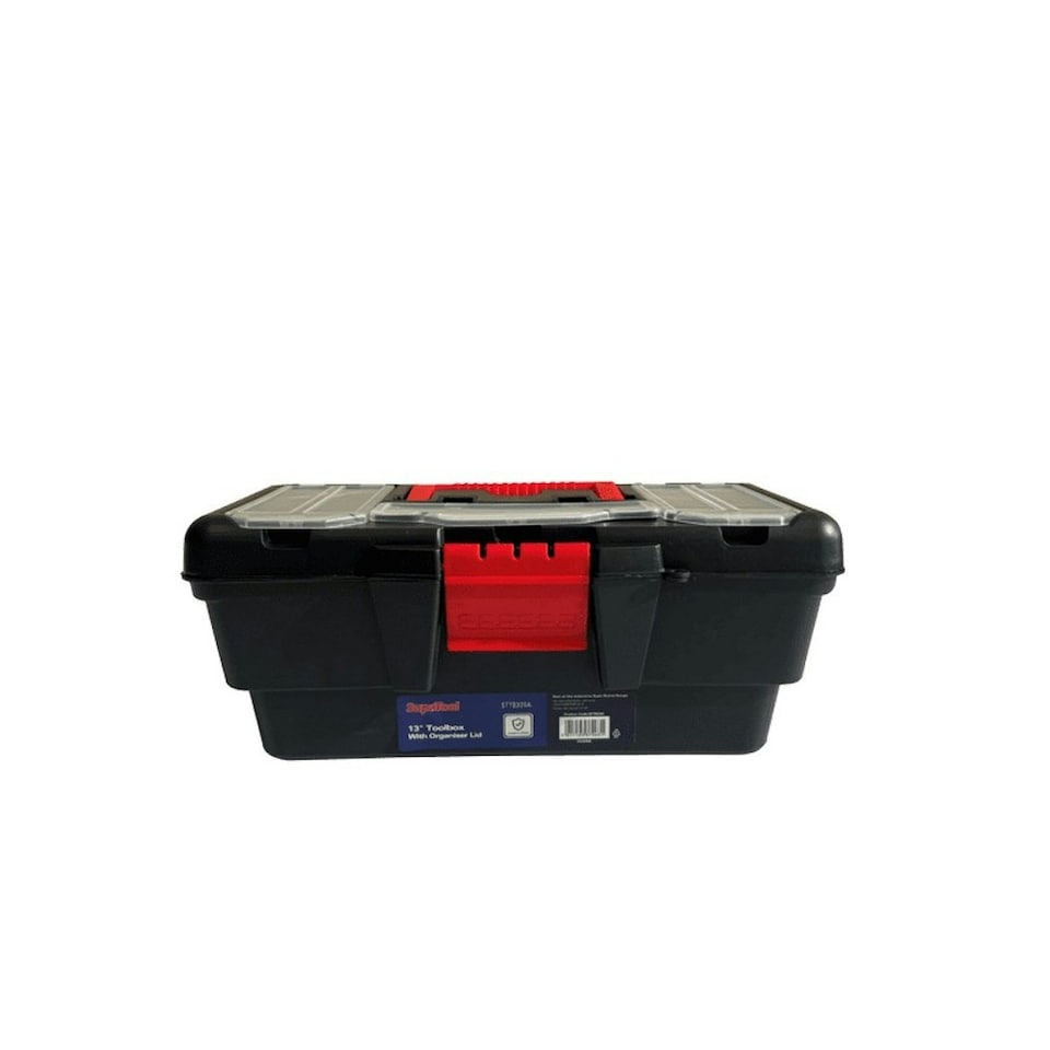 Supatool Toolbox With Organiser Lid - Black - One Size