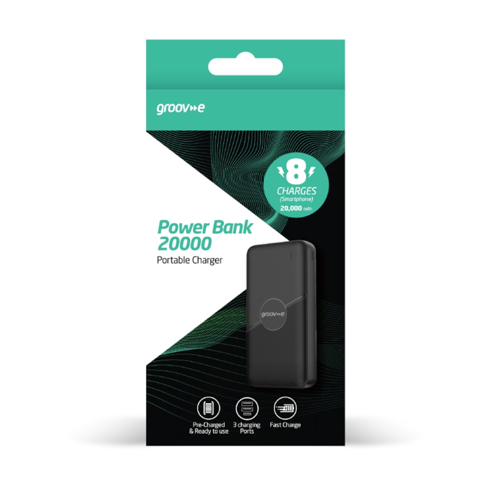 image 1 of Groov-e GVCH20000/BK Power Bank 20,000mAh Portable Charger - Black