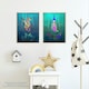 image 3 of Set of 2 Girl Kids Bedroom Fairytale Cartoon Mermaid Sea Princess Wall Art Print A4