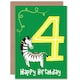 image 1 of Fun Zebra Party Age 4 Year Old 4th Child Kids 4th Birthday Card