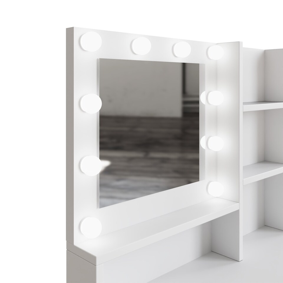 image 1 of Eva LED Dressing Table Set | White | White