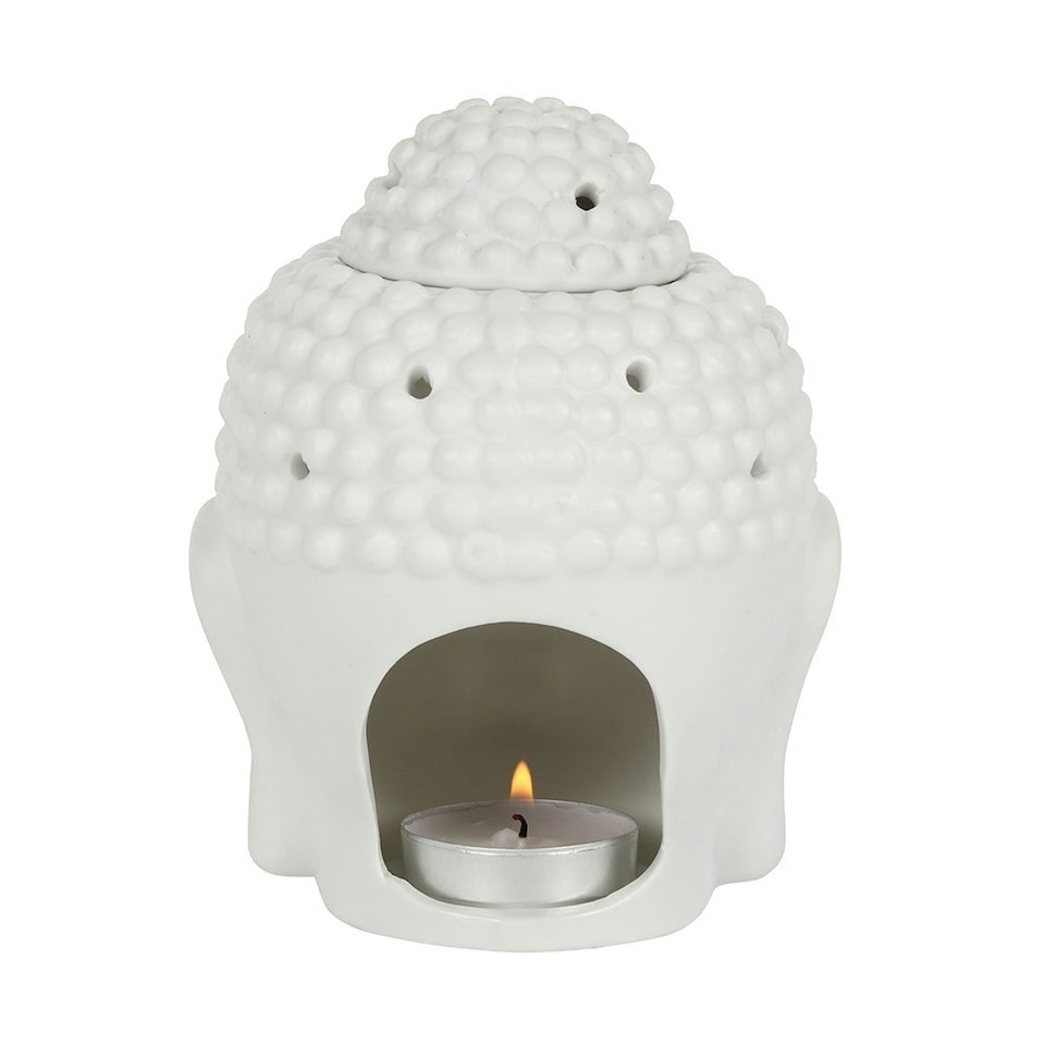 image 1 of White Buddha Head Oil Burner