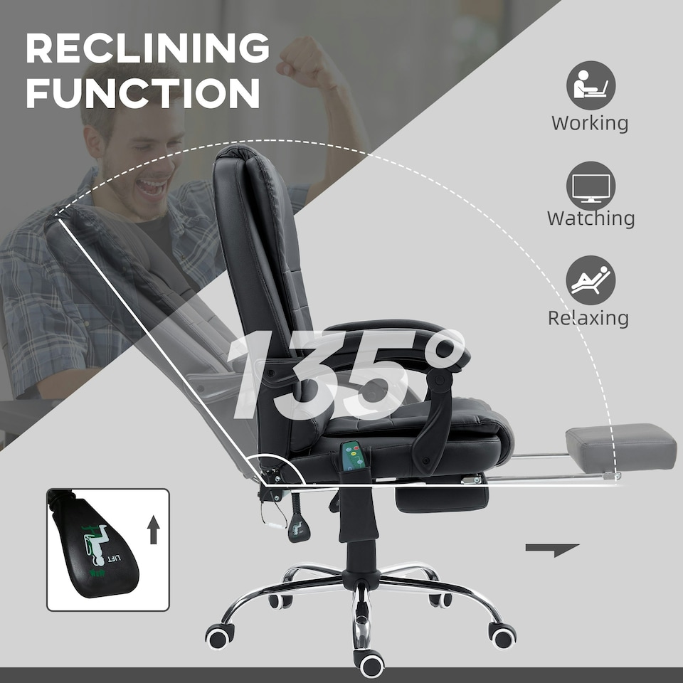 image 1 of Vinsetto Ergonomic Heated 6 Points Vibration Massage Executive Chair Black