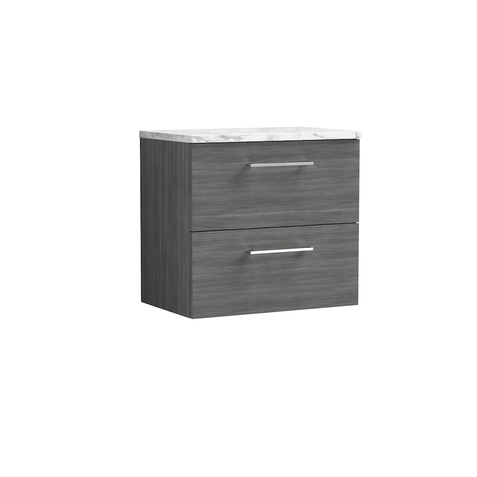 image 1 of Balterley Level Wall Hung 2 Drawer Vanity Unit & Laminate Worktop for Modern Bathroom Storage | Grey | Anthracite Woodgrain