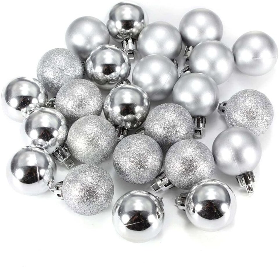 image 1 of 30mm/12Pcs Christmas Baubles Shatterproof Silver,Tree Decorations