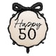 image 1 of Happy 50th Birthday Black Bow Cream Elegant Milestone Round Foil Helium Balloon 48cm / 19 in | Black