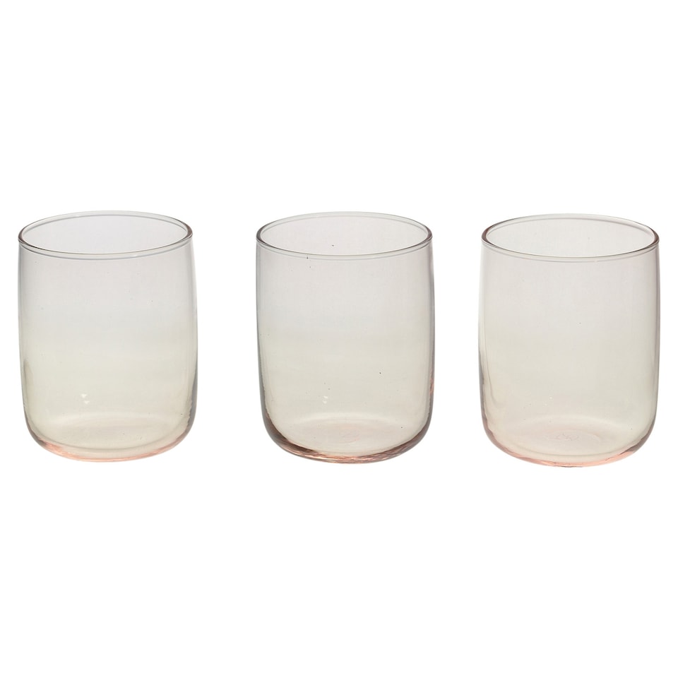 image 1 of Modern Drinking Coloured Glasses Water Dining Juice Tumbler | Clear | Pink 280ml | Set of 12