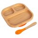 image 1 of Tiny Dining Bamboo Segmented Baby Weaning Plate & Fork Set - Orange