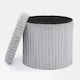 image 6 of OHS Soft Fleece Ribbed Round Foldable Footstool Seat Storage Organiser Ottoman Grey