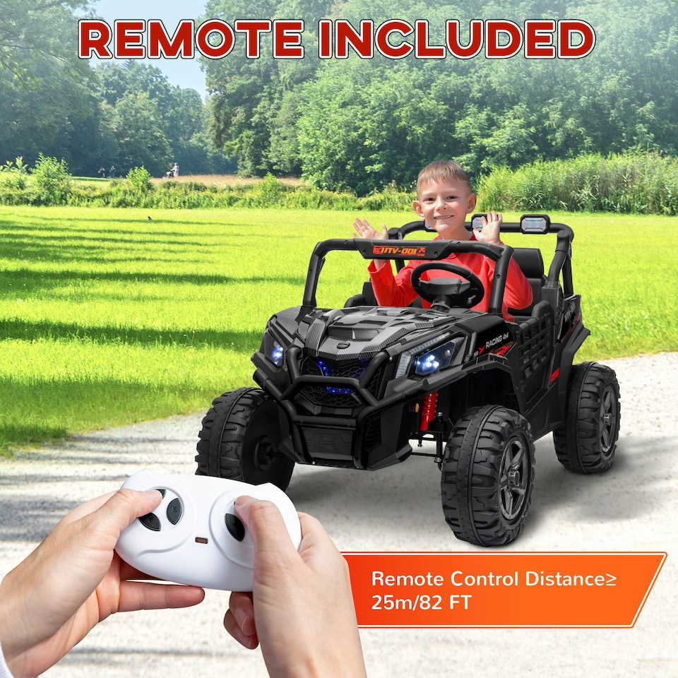 image 1 of AIYAPLAY 2 Seater 24V Kids Electric Car w/ Remote Control, Black