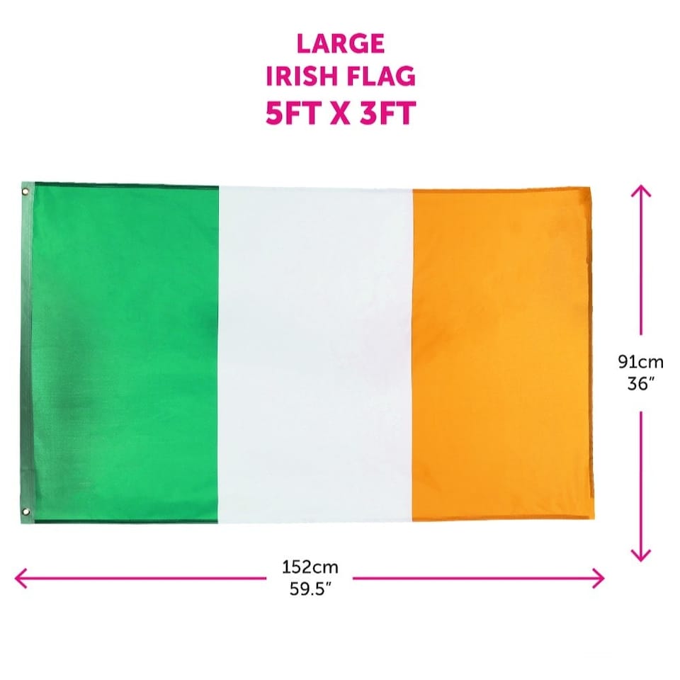 image 1 of Ireland 3x5 ft Flag & Clover Hat Green | One Size