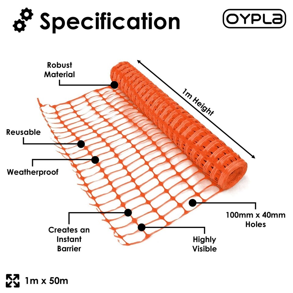 image 1 of Heavy Duty Orange Safety Barrier Mesh Fencing 1mtr x 50mtr | Orange | 1