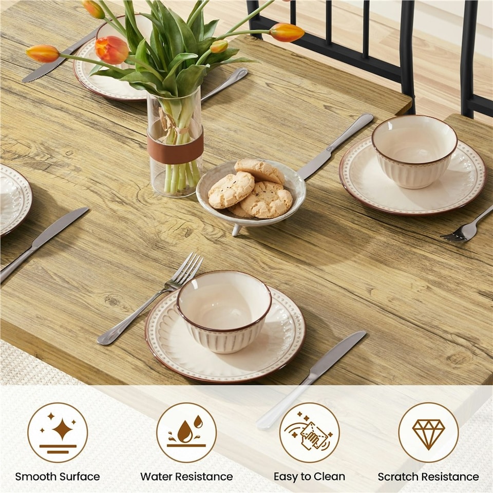 image 1 of Yaheetech Industrial 5-Piece Dining Table Set Brown