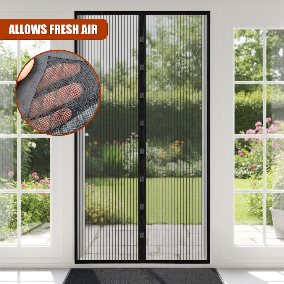 image 1 of GEEZY Set of 2 Magnetic Fly Door Screen 90x210cm Black