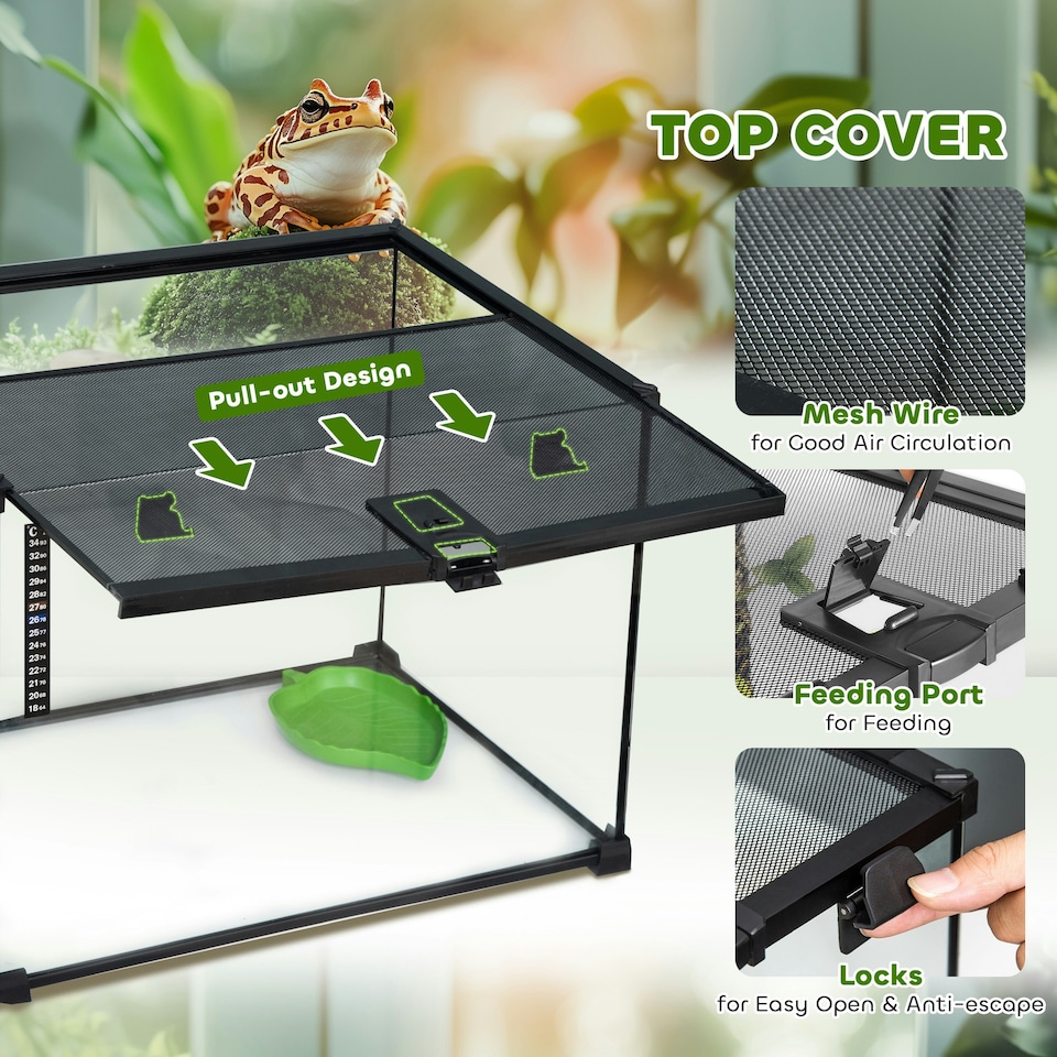 image 1 of PawHut Glass Reptile Terrarium Habitats for Lizards, Frogs, Snake 50 x 30 x 35cm