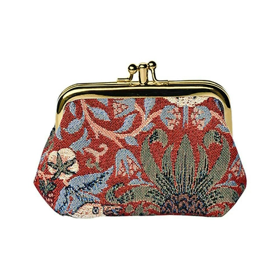 image 1 of Signare Coin Purse William Morris Red Strawberry Thief Red